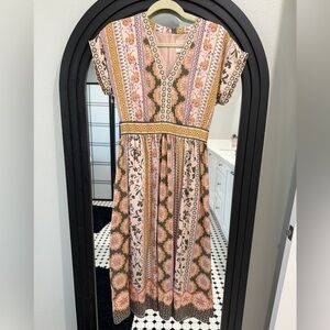 Gal Meets Glam Floral Midi Dress with Yellow and Pink